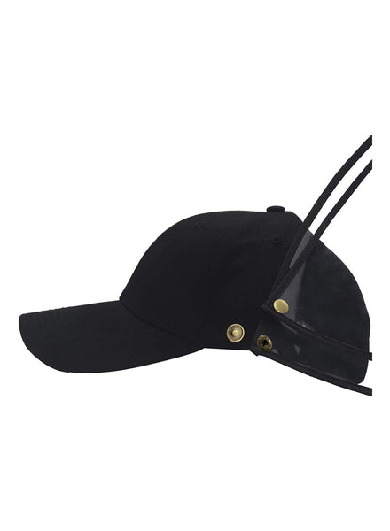 Side view of  full face baseball cap protective face shield's 3D image