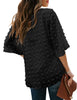 Women's Casual V Neck Bell Sleeve Blouse Pom Pom Loose Shirt Top