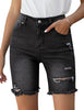 Women High Waist Ripped Bermuda Jean Shorts Skinny Denim Shorts