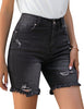 Women High Waist Ripped Bermuda Jean Shorts Skinny Denim Shorts