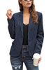 Womens Notched Lapel Pockets Button Work Office Blazer Jacket Suit