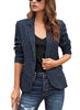 Womens Notched Lapel Pockets Button Work Office Blazer Jacket Suit