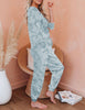LookbookStore Women's Cozy Tie Dye Printed Knit Loungewear Two Piece Sweatsuits Long Joggers Pajamas Set