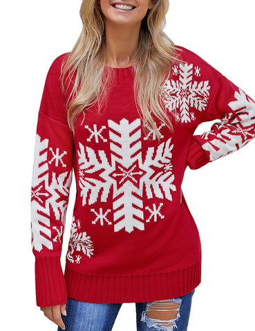 LookbookStore Women Ugly Christmas Tree Reindeer Holiday Knit Sweater Pullover