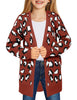 Girls Open Front Knit Sweater Cardigan Pocketed Outerwear 4-13 Years