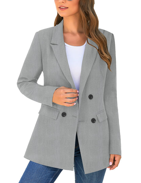 Women's Casual Check Plaid Loose Buttons Work Office Blazer Suit