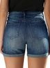 Women's High Waist Ripped Denim Shorts Rolled Hem Distressed Stretch Jeans