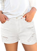 Women's High Waisted Rolled Hem Distressed Jeans Ripped Denim Shorts