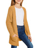 Girls Open Front Knit Sweater Cardigan Pocketed Outerwear 4-13 Years