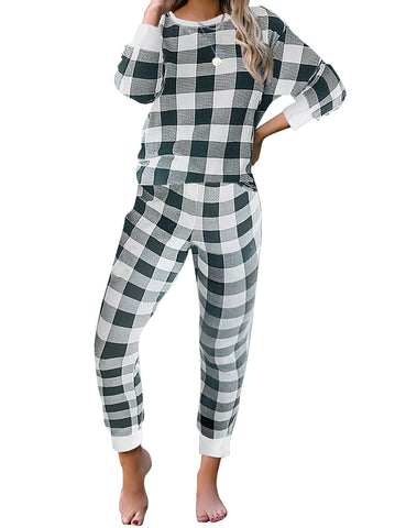 Women's Cozy Tie Dye Printed Knit Loungewear Two Piece Sweatsuits Long Joggers Pajamas Set