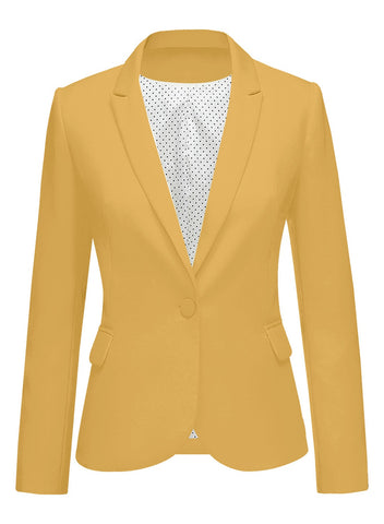 Womens Notched Lapel Pockets Button Work Office Blazer Jacket Suit