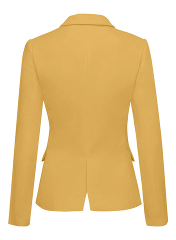 Womens Notched Lapel Pockets Button Work Office Blazer Jacket Suit