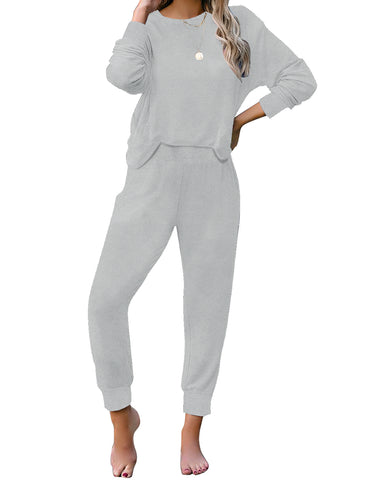 Women's Cozy Tie Dye Printed Knit Loungewear Two Piece Sweatsuits Long Joggers Pajamas Set