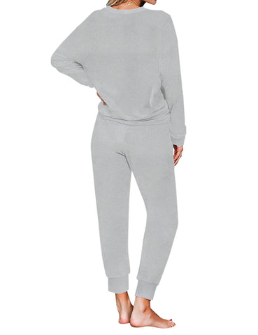 Women's Cozy Tie Dye Printed Knit Loungewear Two Piece Sweatsuits Long Joggers Pajamas Set