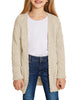 Girls Open Front Knit Sweater Cardigan Pocketed Outerwear 4-13 Years