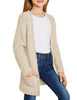Girls Open Front Knit Sweater Cardigan Pocketed Outerwear 4-13 Years