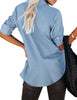 Women's Long Sleeve Collared Shirt Button Down Denim Blouse Tops
