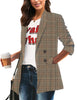 Women's Casual Check Plaid Loose Buttons Work Office Blazer Suit