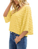 Women's Casual V Neck Bell Sleeve Blouse Pom Pom Loose Shirt Top