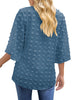 Women's Casual V Neck Bell Sleeve Blouse Pom Pom Loose Shirt Top