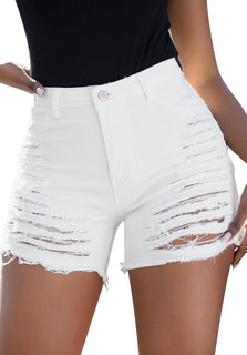 Women s High Rise Ripped Distressed Raw Hem Sexy Denim Jeans Shorts Lookbook Store