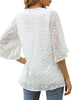 Women's Casual V Neck Bell Sleeve Blouse Pom Pom Loose Shirt Top