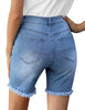 Women High Waist Ripped Bermuda Jean Shorts Skinny Denim Shorts
